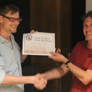 Andy Sowerby (left) receives Best Sci-Fi Award 2018 from Nick Fletcher